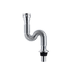 Gran oferta, tubo <span class=keywords><strong>corrugado</strong></span> cromado de acero inoxidable de alta calidad, desagüe de lavabo de baño, tubo de drenaje de fregadero de codo retráctil en forma de S - Product Image 2