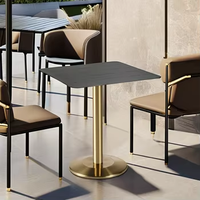 Table de café et de salle à manger pliable moderne en métal de style européen, base en acier inoxydable, couleur noire, idéale pour appartement, restaurant, salon - Vente chaude