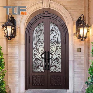 Elegant front iron <strong>door</strong> design <strong>with</strong> unique ornamental <strong>ironwork</strong> and full panel frame for luxurious home <strong>entrances</strong> - Product Image 5