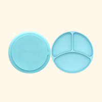 Assiette pour tout-petits à compartiments, de qualité alimentaire, résistante au micro-ondes et au lave-vaisselle, sans BPA, en silicone antidérapant, incassable, avec ventouse