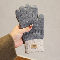 Guantes cálidos de punto elástico para hombre y mujer, manoplas de invierno para mantener el calor, guantes de moda para mujer con dedos completos, guantes de ganchillo para montar a caballo y esquiar