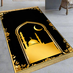 Tappetino da <span class=keywords><strong>preghiera</strong></span> in Memory Foam di lusso personalizzato <span class=keywords><strong>tappeto</strong></span> da <span class=keywords><strong>preghiera</strong></span> musulmano nero e oro <span class=keywords><strong>tappeto</strong></span> da <span class=keywords><strong>preghiera</strong></span> 70*110cm con nappe - Product Image 3