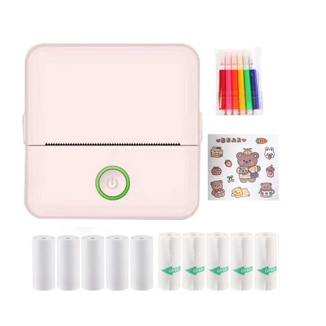 Hot Sale Portable Mini Thermal Printer Wireless Inkless Pocket Printer for AI PhotoSticker Printer With 10 Rolls Paper