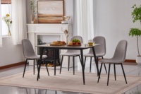 Table basse moderne en pierre frittée, nouveau style, avec pieds en métal noir thermolaqué, pour salon, facile à assembler