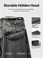 Combinaison de pluie moto imperméable en PVC deux pièces avec poches rabattables, col zippé et capuche amovible, réfléchissante multi-positions