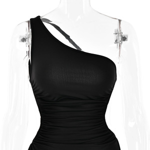 Elegante abito <span class=keywords><strong>lungo</strong></span> <span class=keywords><strong>rosso</strong></span> <span class=keywords><strong>con</strong></span> spalla asimmetrica e <span class=keywords><strong>spacco</strong></span> Sexy perfetto per eventi serali abiti floreali senza maniche Sexy da donna - Product Image 5