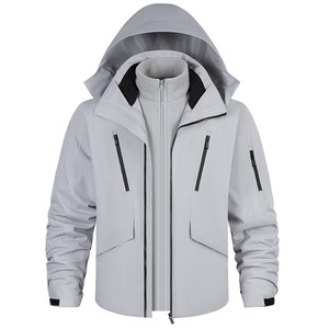 Veste coupe-vent à capuche pour homme avec deux poches, design trois en un pour une utilisation en extérieur - Product Image 1