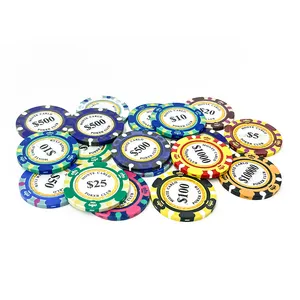 Fichas de Póker de Arcilla de 14g, Juego de Monedas de Póker de Casino de 40mm, Ficha de Póker Personalizada para Entretenimiento, Juego de Dólares Texas Hold'em - Product Image 1