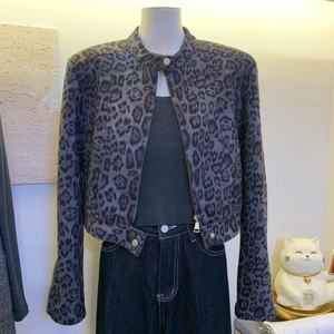 <span class=keywords><strong>Chaqueta</strong></span> Corta de Cuero Sintético con Estampado de Leopardo Vintage para Mujer, Abrigo Corto de Piel Sintética, Talla Pequeña, Corte Ajustado, Ropa Casual de Exterior - Product Image 1