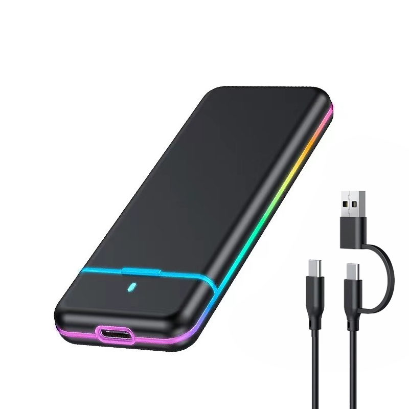 Dazzling Light Portable Ssd case Nvme Ngff for External M2 SSD Type C USB3.1 10Gbps M.2 Ngff Ssd Enclosure