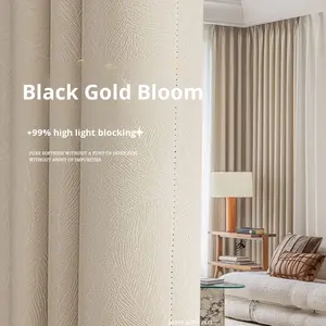 Rideaux occultants noirs dorés 2024, haut de gamme, opaques, luxueux, pare-soleil, couverture complète, fenêtre française, style moderne, 100% polyester - Product Image 3