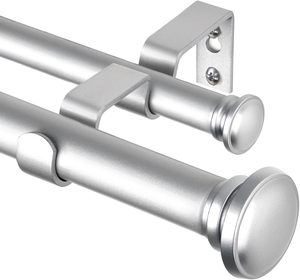 Регулируемый карниз Двойной телескопический выдвижной металлический карниз набор для домашнего декора окна гостиной с отделениями - Product Image 4