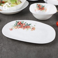 Vente en gros de service de table 16/24 pièces vaisselle personnalisée en opale et service de table en opale résistant à la chaleur bol et assiette pour l'Algérie
