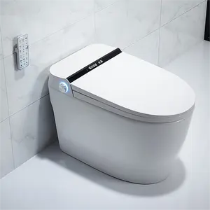 North European Style Floor Mounted Ceramic Night Light Seat Heating Elongated Automatic Flush Toilet for Home Hotel Bathroom
