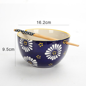 Tazón de ramen de cerámica con diseño personalizado, tamaño grande, con orificios para palillos, vajilla creativa para uso doméstico. - Product Image 1