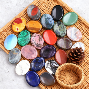 天然楕円形の心配石癒しクリスタル親指宝石フリントストレスリリーフギフト, - Product Image 3