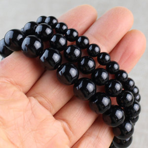 Black Agate Beads <b>Bracelet</b> 6mm Round <b>Ball</b> Shape For Gift Jewelry - Product Image 4