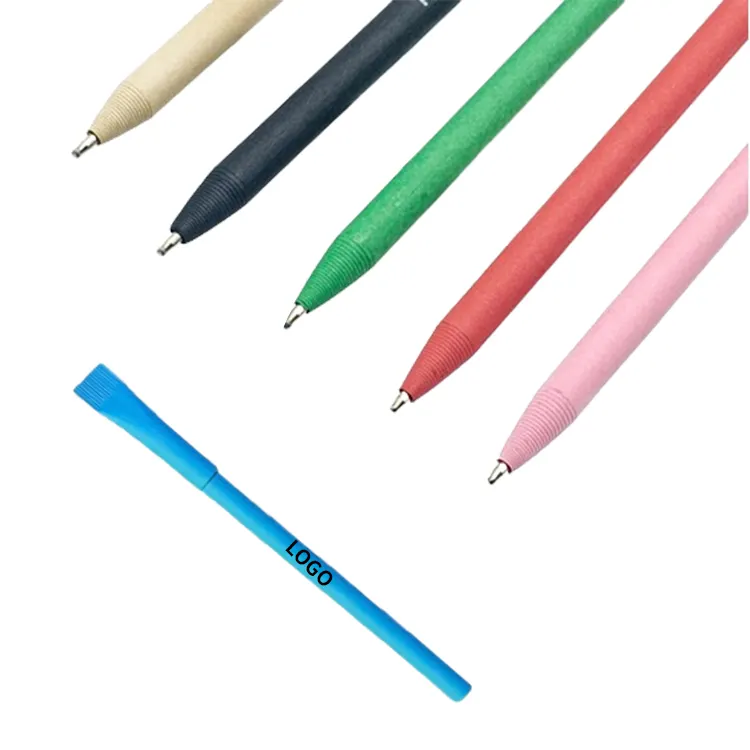 व्यवसाय के लिए थोक पेन क्राफ्ट पेपर ऑफिस स्कूल प्रमोशन पुनर्नवीनीकरण पेपर बॉलपॉइंट पेन