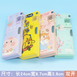 Estuche para lápices de dibujos animados con doble apertura, gran capacidad, para estudiantes, uso escolar y de oficina, impresión digital WJ015 - Product Image 3
