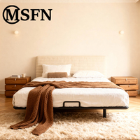 Cama Flotante Minimalista con Tapicería de Tela, Estructura Suspendida Resistente para Dormitorios Modernos, Hoteles, Villas MSFN MB-X30