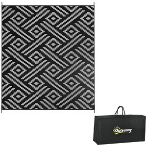 Tapis d'extérieur réversible Outsunny 8 x 10, en paille plastique imperméable, pour camping, avec sac de transport, pour utilisation en camping-car - Product Image 1