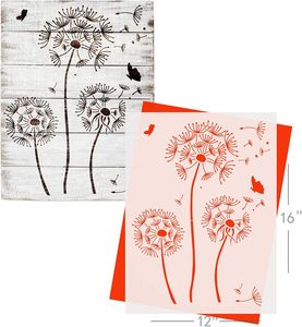 Stencil per Disegno <span class=keywords><strong>di</strong></span> Dente <span class=keywords><strong>di</strong></span> Leone e Farfalla, Grande 12x16 Pollici, Ecologico in PET, Riutilizzabile per Dipingere Pareti, Tele, Mobili - Product Image 2