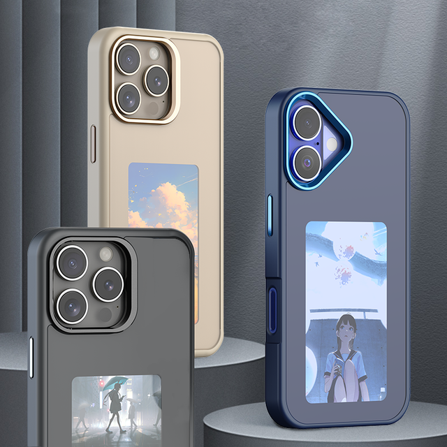 QY New Design NFC Smart E Ink Screen Display Mobile Phone Cover for Fundas iphone 16 15 14 13 Pro Max DIY case