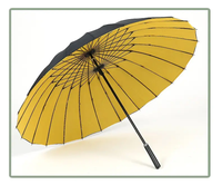 Parapluie droit à poignée en cuir imperméable 24K personnalisé Cadeaux d'affaires en stock d'usine-Protection solaire contre la pluie colorée LOGO personnalisé