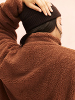 Sweat-shirt en peluche à col montant pour adolescentes 2026 – Pull d'hiver ample et court à manches longues pour femmes