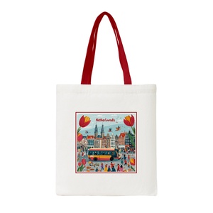 Un vistazo al patrón de paisaje urbano, bolso de lona, bolso de hombro de compras reutilizable personalizado Vintage para mujer, personalizado - Product Image 3