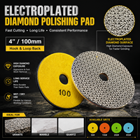 Disques de ponçage diamantés électroplaqués haute stabilité, flexibles, pour le polissage du marbre, des carreaux, du verre et du granit