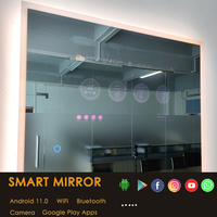 Chine 4K Bluetooth Music Speaker LED Smart Mirror Grand miroir magique sans buée pour salle de bain et salon moderne pour application en salle de sport