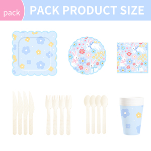 DAMAI - Juego de Vajilla Desechable con Diseño de Flores Silvestres para Fiestas Temáticas de Primavera, Platos y Servilletas de Papel para Bodas y Pascua - Product Image 6