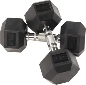 Free Weight Lifting Equipment Workout Lbs 10Kg Gym Rubber Hex Dumbbell Sets In Pounds