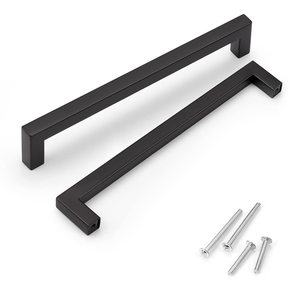 Poignée de meuble en acier inoxydable noir mat, résistante à la rouille et à la corrosion, pour <span class=keywords><strong>tiroirs</strong></span> et armoires de cuisine - Product Image 1