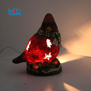 Figurine de Cardinal en Résine Personnalisée de Haute Qualité avec Lumière LED Rouge, Ornement de Table pour Noël, Oiseau de Noël - Product Image 4