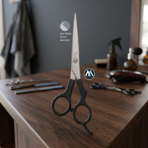 Ciseaux de coiffeur professionnels lame en acier inoxydable micro dentelée poignée en plastique droite outil de beauté micro dentelé à une lame - Product Image 3