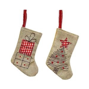 Bas de Noël brodé en toile de jute, suspension d'arbre de Noël, ornements de Noël, accessoire de vacances, fournitures de fête d'anniversaire, - Product Image 6