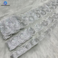 Renda Bordir Oranye Sinya Berkualitas Tinggi Kain Organza Batu Nigeria Afrika Prancis 15 Yard/Set
