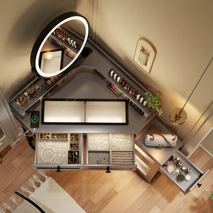 Corner Makeup Vanity <strong>With</strong> <strong>Mirror</strong> Luxury Nordic Bedroom Makeup <strong>Table</strong> Modern <strong>Simple</strong> Multi-functional <strong>Dressing</strong> <strong>Table</strong> - Product Image 6