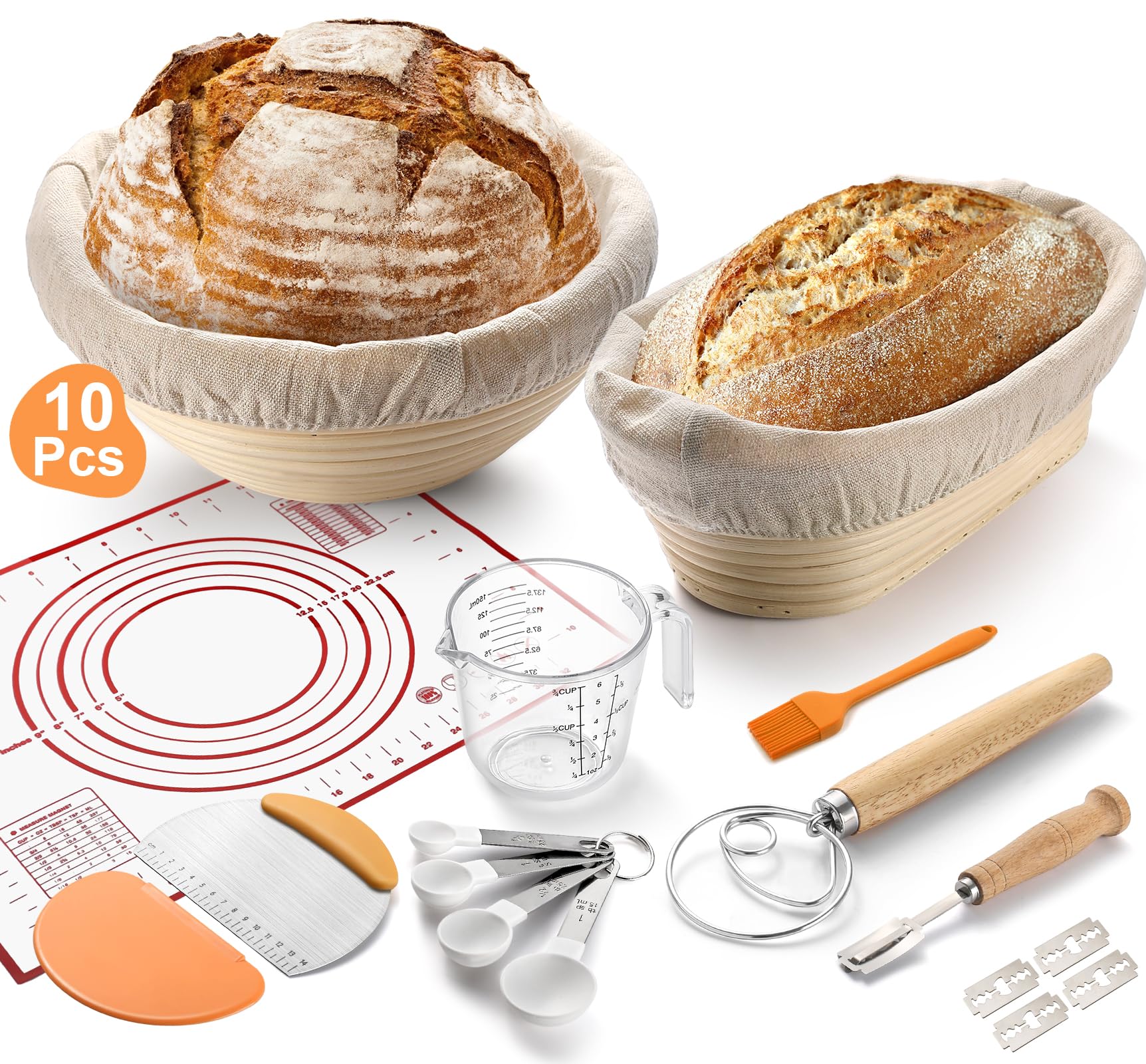 Débutant complet ensembles de cuisson à la main cuisson pâtisserie gâteau outils accessoires de cuisine rotin levain pain épreuvage panier