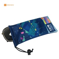 Pochette à cordon pour lunettes en microfibre douce imprimée de logo personnalisé polychrome