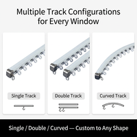 Rail de rideau moderne minimaliste silencieux en plastique et aluminium, sans support requis, fixation au plafond, glisseurs en nylon à anneau ouvert, écologique