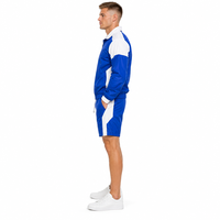 Ensemble de survêtement homme à séchage rapide avec logo personnalisé, veste zippée et short, coupe oversize, patchwork irrégulier, style aérodynamique, deux pièces