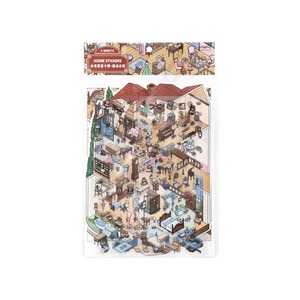 Cartoon Scene Stickers 4 Sheets Self-adhesive Decorative Paper Sticker for Home Decoration <b>Matte</b> <b>Varnishing</b> Irregular Shape - Product Image 1