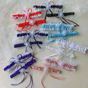 SLBRIDAL Jarretière de mariée sexy en dentelle, ornée de fleurs, de cristaux, de strass et de perles, pour femme/jeune femme/jeune mariée - Product Image 5