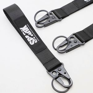 Custom Woven Label Short <b>Lanyard</b> Keychain for Energy Drink Brand Personalized Promotional Merch Heavy Duty Carabiner <b>Lanyard</b> - Product Image 1