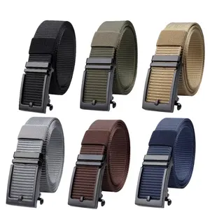 Cinturón de lona de negocios de lujo famoso personalizado al por mayor cinturones de tela de nailon con hebilla automática ajustable para hombres