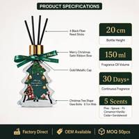 Diffuseur de parfum de Noël en forme de sapin, bouteille de 150 ml avec bâtonnets en fibre, senteurs sapin, cèdre, cannelle, sans parabène ni phtalate, végétalien, échantillon disponible