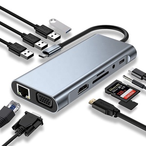 11 in 1 Multifunction <strong>USB</strong> <strong>C</strong> Type <strong>C</strong> <strong>Hub</strong> Dock With Gigabit <strong>RJ45</strong> Ethernet TF SD Card Reader <strong>HDMI</strong> VGA <strong>USB</strong> 3.0 Adapter <strong>Hub</strong> Docking